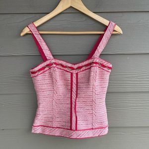 White House Black Market pink tweed bustier top